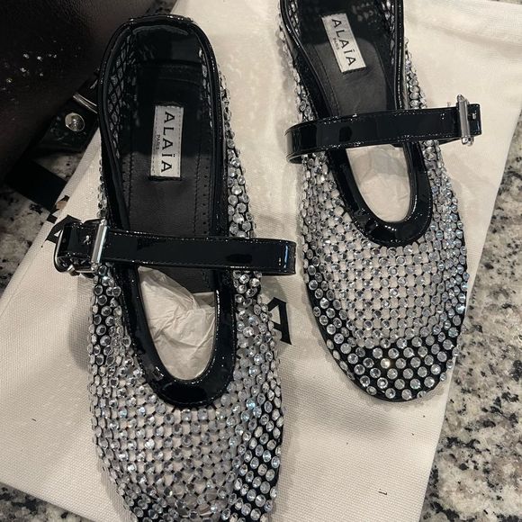 Alaia Mesh Rhinestone Ballet Flats - Picture 8 of 10